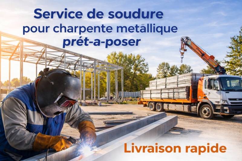 Service de soudure pour charpente métallique prêt-à-poser avec  livraison rapide pour vos chantiers dans toute la région PACA